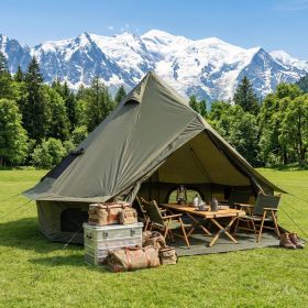 Green Waterproof Glamping Yurt Tent with Stove Jack, Fits 4 People
