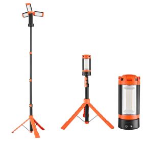 LED Work Light with Stand, 6Ah, Rechargeable Cordless Camping Light, with 3 Lamp Heads, Detachable Tripod Stand, 2200 Lumens 3000K-6500K Dimmable