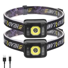 2Packs Rechargeable Motion Sensor Headlamp 6 Light Modes COB XPG Headlight