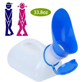 Unisex Potty Urinal Bottle with Lid Funnel 1000ML/33.8OZ - For Car, Camping, Travel, and Etc