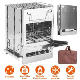 Folding Travel Charcoal Stove with Handle Carry Bag