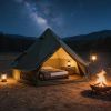 Green Waterproof Glamping Yurt Tent with Stove Jack, Fits 4 People