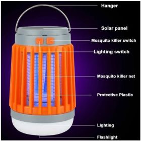 Solar Micro USB Electric Mosquito Insect Killer Flashlight Camping Lamp (Option: Orange)