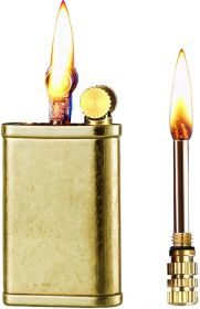 Matchstick Lighter with 2 in 1, Permanent Match Antique Kerosene Lighter (Color: Golden Knurled)
