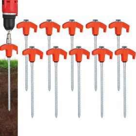 Screw in Tent Stakes orange-10pack (size: 10in.)