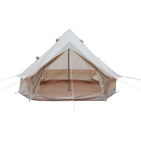 13.1FT Oxford Bell Tent for Family Camping Spacious Yurt Tent with Stove Jack (Color: Beige, size: 9.8 FT)