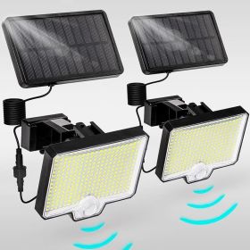 2-Pack IP67 Solar Powered Motion Sensor Floodlights 2600 Lumens (Option: 2Pack)